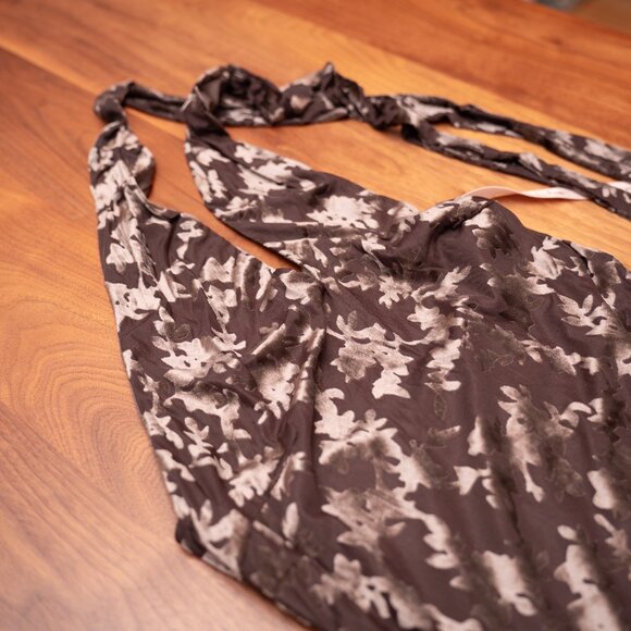 Lulus Sharon Brown Velvet Burnout Halter Maxi Dress - Size XS - Picture 3 of 5